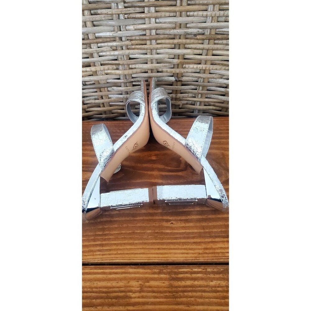 Katy Perry Silver Strappy Block Heel Sandals Mirror Detail Size 6.5 - Picture 7 of 11